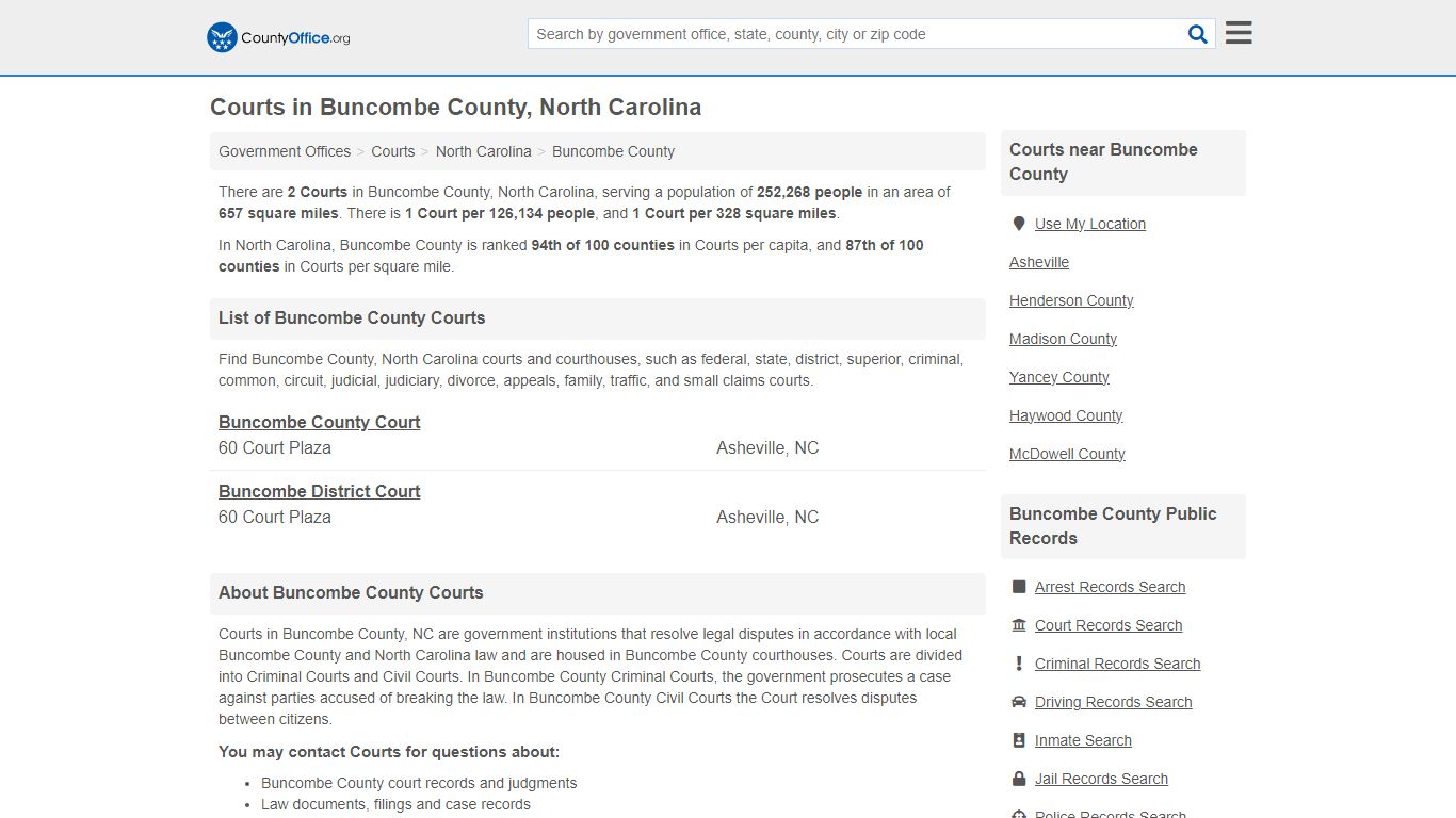 Courts - Buncombe County, NC (Court Records & Calendars)